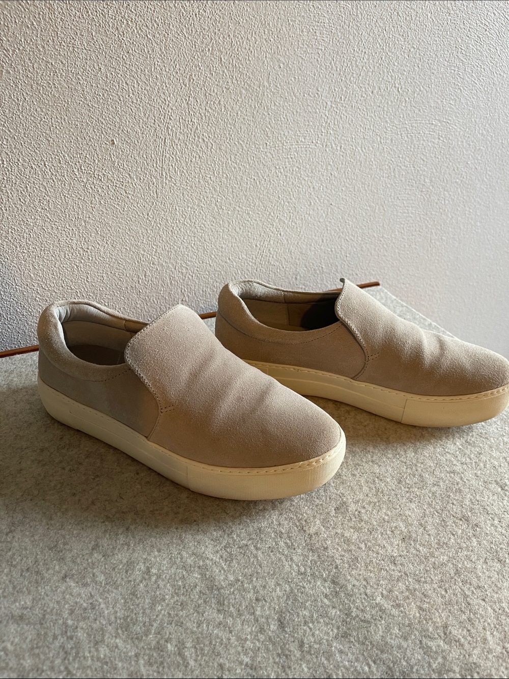 J/SLIDES Women's Slip-On Suede Loafers in Light Taupe - Picture 3 of 6